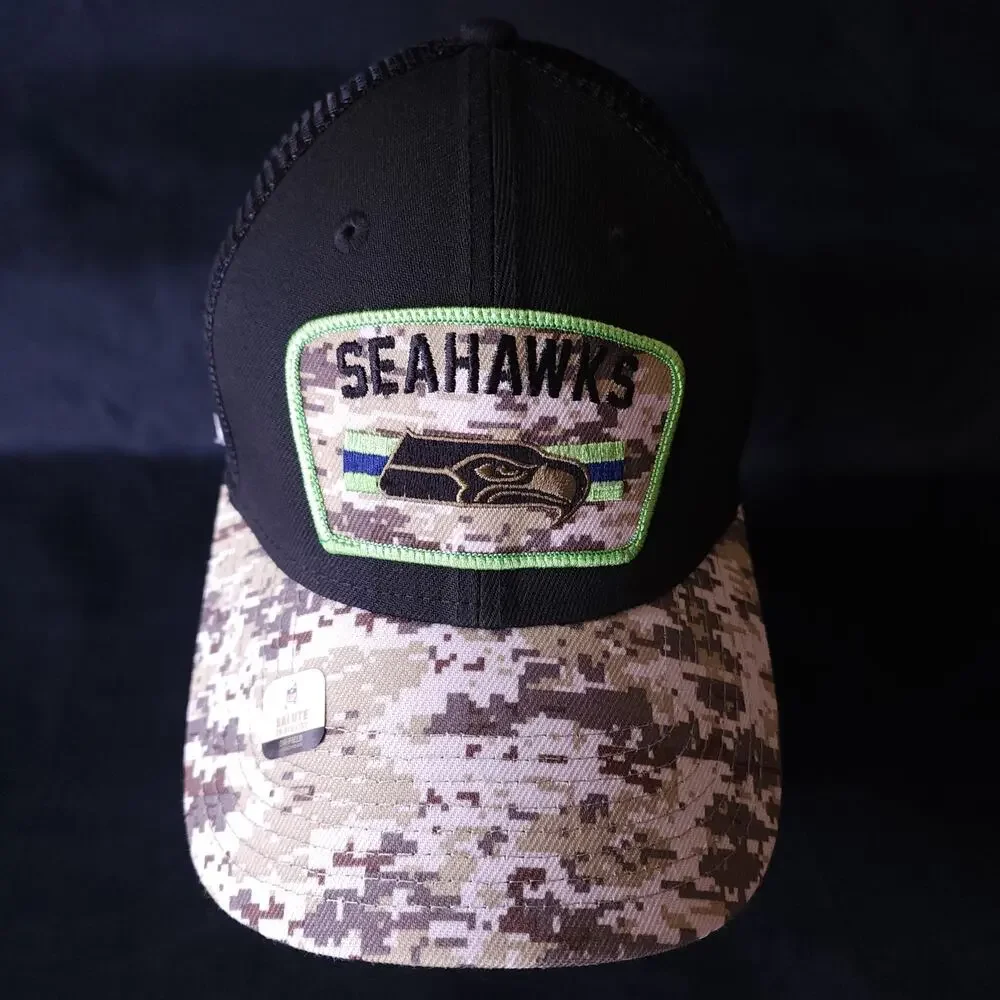 Seattle Seahawks New Era Salute To Service Trucker 9FORTY Snapback Hat Camo New